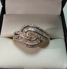 Gold Plated Silver 925 Cubic Zirconia Swirl Ring Size S