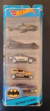 HOT WHEELS 2015 BATMAN 5 PACK BATCOPTER MIDNIGHT OTTO BATMOBILE FORD FUSION NOS
