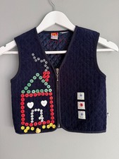 McKids McDonald's Vintage Quilted Corduroy Vest Navy Button Art Kids 4-6