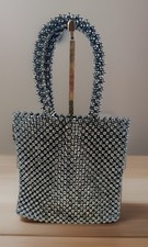 Vintage 60  s Dot Dash Mini Beaded Silver Handbag