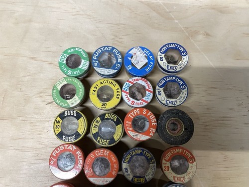 Vintage Lot 25 Buss Einschraub Elektro Sicherungen verschiedene Marken Verstärker Buss Eagle Get - Bild 3 von 5
