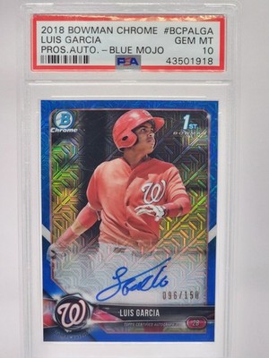 PSA 10 LUIS GARCIA 2018 Bowman Chrome Auto RC /150 Blue Mojo Gem Mint PERFECT!
