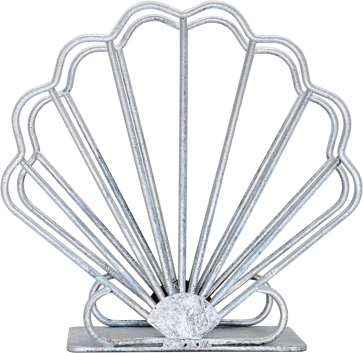 Seashell Napkin Holder Nautical Beach Decor Metal Storage Tabletop Coastal