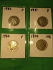 USA Vintage Indian Head Buffalo Nickels Coin Lot of 4 Antique Sale