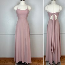 Jenny Yoo Collection Kiara Gown Size 0 Maxi Whipped Apricot Chiffon Bow Back