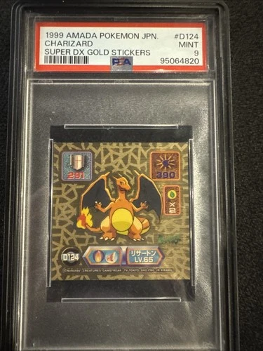 CHARIZARD 1999 AMADA Pokemon JPN SUPER DX GOLD STICKERS PSA 9 Rare MINT