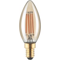 LED Filament Kerzenform C35 Gold, E14, 4.5W 380Lm 1800K, Schaltbar, Goldglas Kla