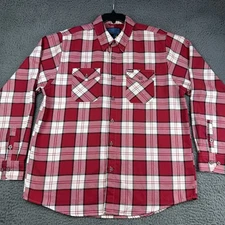 Dixxon Flannel Shirt Men XL Madison Button Down Plaid Flap Pockets Red D-tech