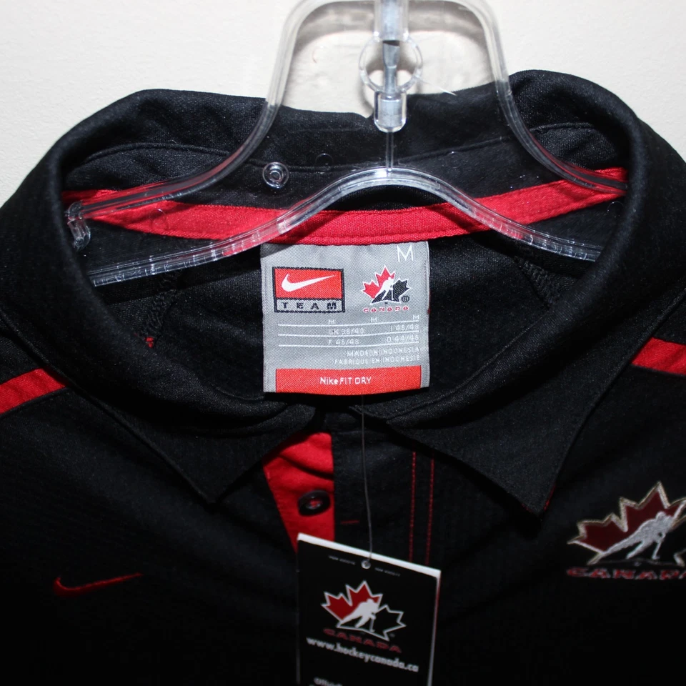 Nuevo con etiquetas Camiseta Polo Oficial Nike FIT DRY 2008 Equipo Canadá Hockey 357053-010 Foto 2 de 4