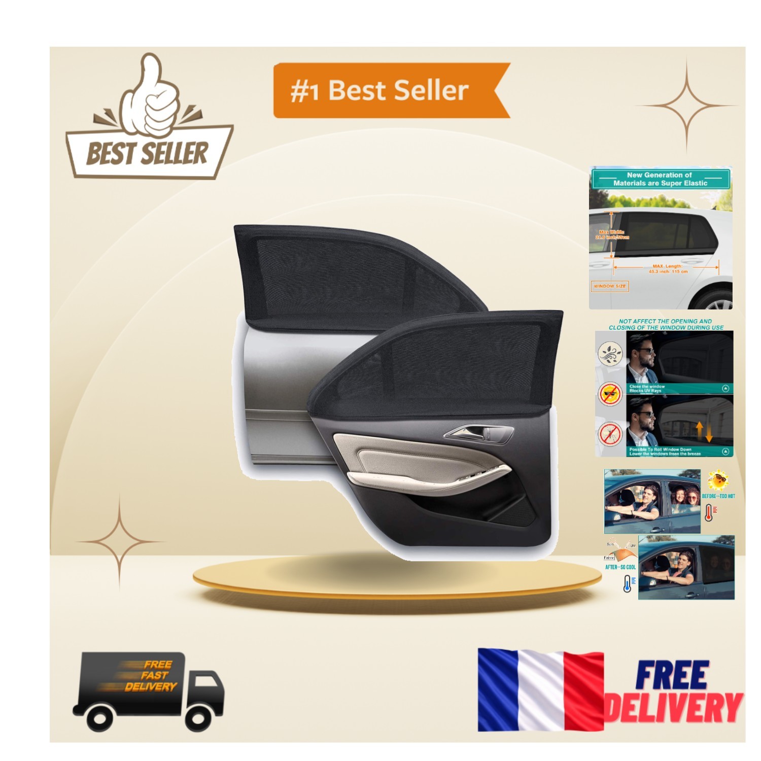 Pare-Soleil Voiture Bébé pour Vitres Latérales Confort des Siestes en Voyage