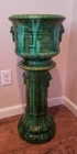 RARE BRUSH McCoy GREEK KEY *LION HEAD*nONYX JARDINIERE & PEDESTAL c1910