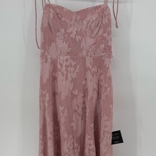 Lulus Loveliest Looks Blush Pink Floral Jacquard Tie-Strap Midi Dress Large NEW