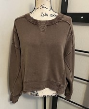 Free People Movement Intercept Brown Women Sweatshirt Size Small Oversized Boho