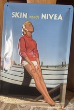 Blechschild gewölbt-SKIN needs Nivea -  - geprägt   ca. 30 x 20 cm  