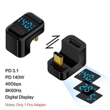 90 USB C Adapter Right Angle Type C U Shape 40Gbps 140W PD USB4 8K