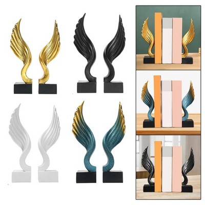 Engelsflügel-Buchständer, Buchstützen, Skulpturen-Set, Buchstützen für den