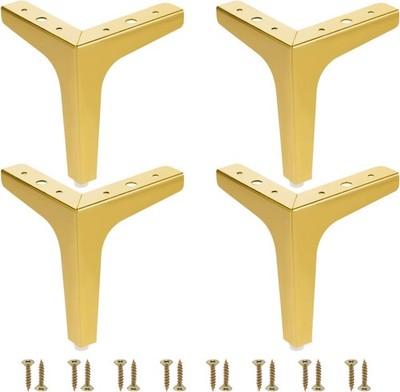 4PCS 15 cm Möbelbeine, goldfarben moderne dreieckige Metall-Möbelfüße, Metall