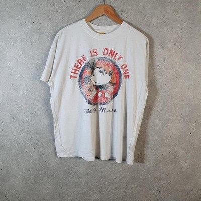 Vintage Disney Mickey Mouse Print T-Shirt Herren Medium Weiß C30626