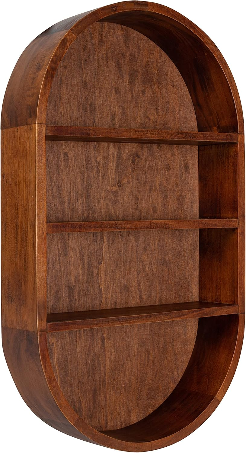 Midcentury Capsule Wall Shelf Walnut Geometric