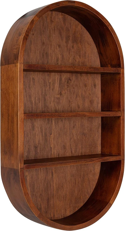 Midcentury Capsule Wall Shelf Walnut Geometric