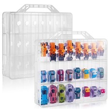 Marsui 2 Pack Toy car Storage Case with 48 Compartments Toy Organizer Compati...