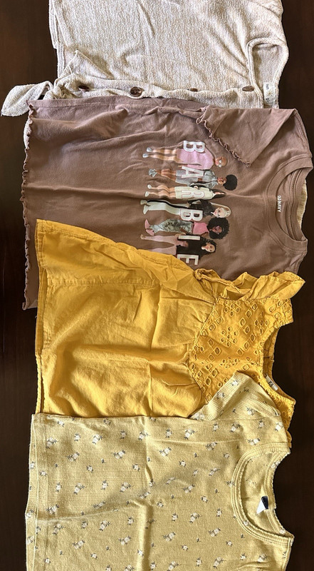 Old Navy Baby Girl Mixed Clothing Lot Barbie Graphic & Floral Tops Yellow Dress