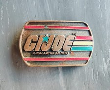 Hasbro Lee 1987 G.I. Joe Metal Belt Buckle Gold Red Blue White Vintage Toy