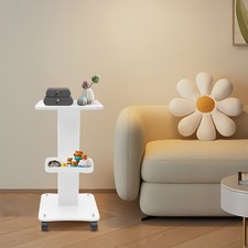 Medical Mobile Trolley Stand with 4 Wheels White Beauty Salon Organizer Stand