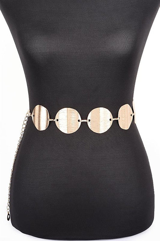 Satin Textured Disk Chain Belt