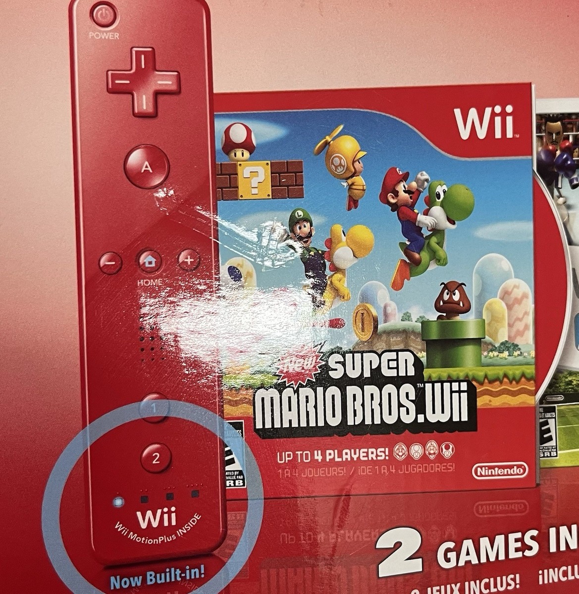 Nintendo Wii Red Console 25th Anniversary In Box With Super Mario