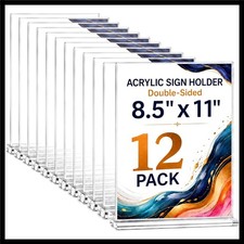 Clear Acrylic Sign Holder 8.5x11 Inch Double-Sided Tabletop Display Stand - f...