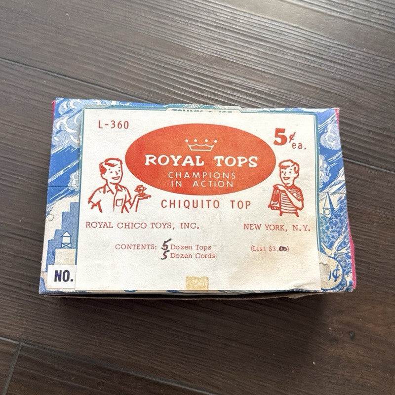 Royal Tops Champion Chiquito Yo-Yo Tops Vintage 1960 Complete set