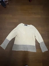 COMME des GARCONS HOMME PLUS Knit Sweater Bicolor Ivory Gray Flare Sleeves Used