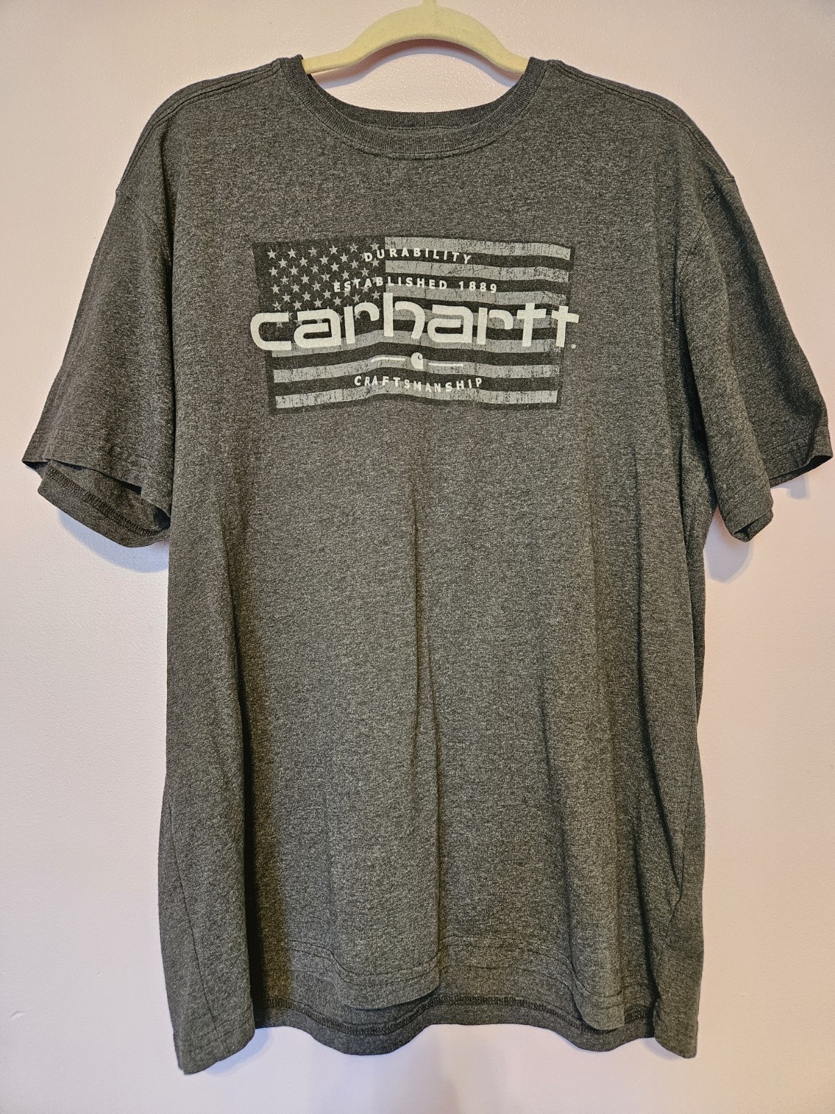 Gray Carhartt T-Shirt Large American Flag