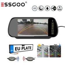 HD Rückfahrkamera Nummernschild Funk Kabellos Mit 7 Zoll LCD Rückspiegel Monitor
