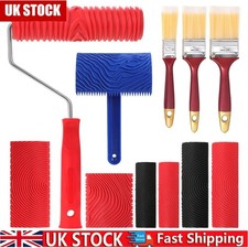 8PCS Wood Graining Painting Tool Set and 3 Paint Brushes For DIY Floor Furniture