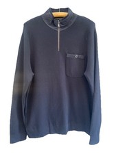 White Stuff Men's Navy Blue 1/4 Zip Pullover Top Jumper Pullover Size XXL