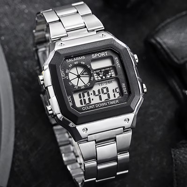 MAYZHISU Reloj digitale clásicos para hombre, reloj deportivos - metalico
