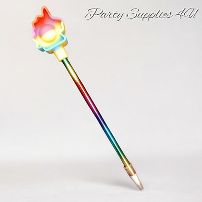 Pop It Einhorn Stift/Push/Bubble/Regenbogen/Zappeln/Stress/Biro/Strumpf/Füller/Schule