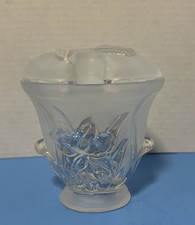 2 Pc Frosted Glass Toothbrush Holder 4 Holes Vase Iris Tulips Victorian 5 H