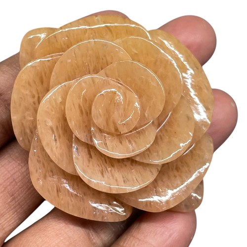 298 Cts Natural Peach Amazonite Rose Carving Unique Floral Design Huge Gemstone - Picture 8 of 11