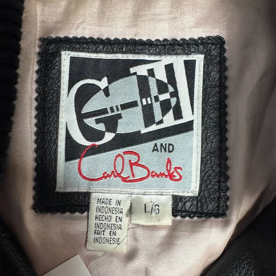 Chaqueta de cuero vintage de los 90 G-III Carl Banks Oakland Raiders NFL para hombre talla L negra Foto 2 de 4