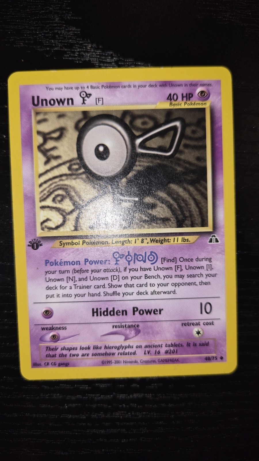 Unown [F] 48/75 Neo Discovery Regular First Edition Pokemon Card LP