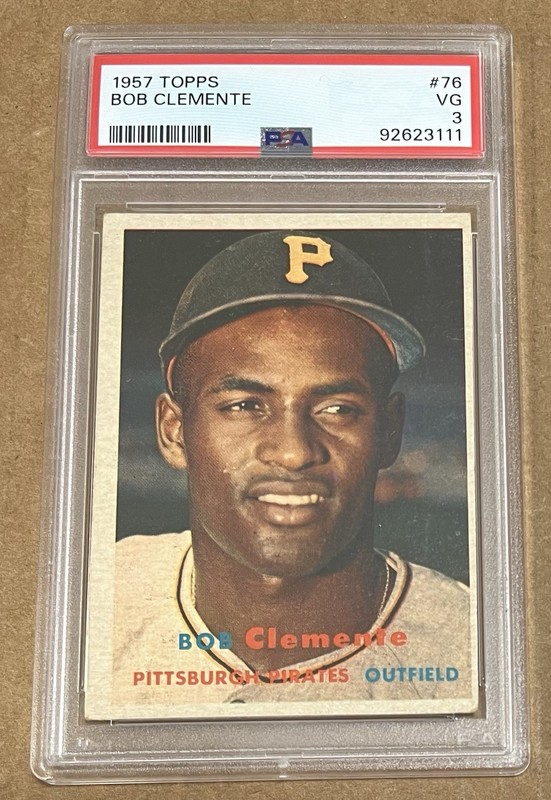 1957 Topps #76 Roberto Clemente Pittsburgh Pirates HOF PSA 3 VERY GOOD