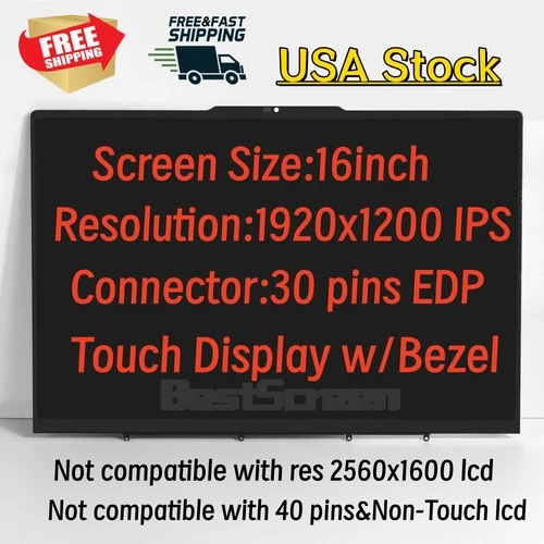 16" for Lenovo Yoga 7 2-in-1 16IML9 7-16IML9 WUXGA IPS LCD Touch Screen Assembly