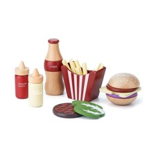 Wooden Play Food for Kids Pretend Hamburger Set Fast Food Toy Play ... Fast Ship