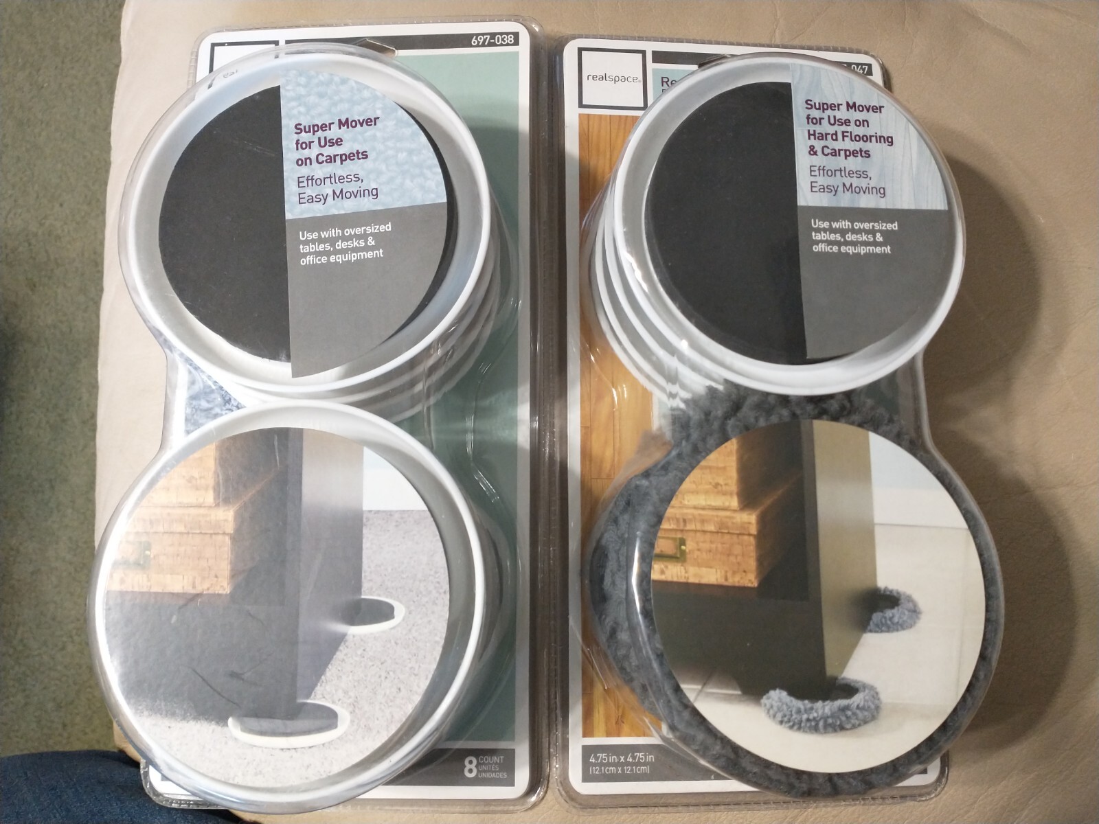 RealSpace Reusable Furniture Disc Sliders Super Movers for Use On Carpet 16 eBay