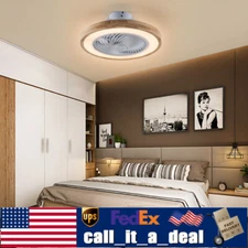 20" Invisible Ceiling Fan Lamp 3Color Timing LED Light Remote Control Chandelier