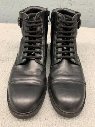 Clarks Men’s Black Leather Boots Size 9.5 Cap Toe Lace Up Zip Combat Style - Picture 6 of 14
