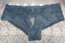 Vtg Women's PINK VICTORIA'S SECRET Panties Extra Low Rise Cheekster BLUE LACE L